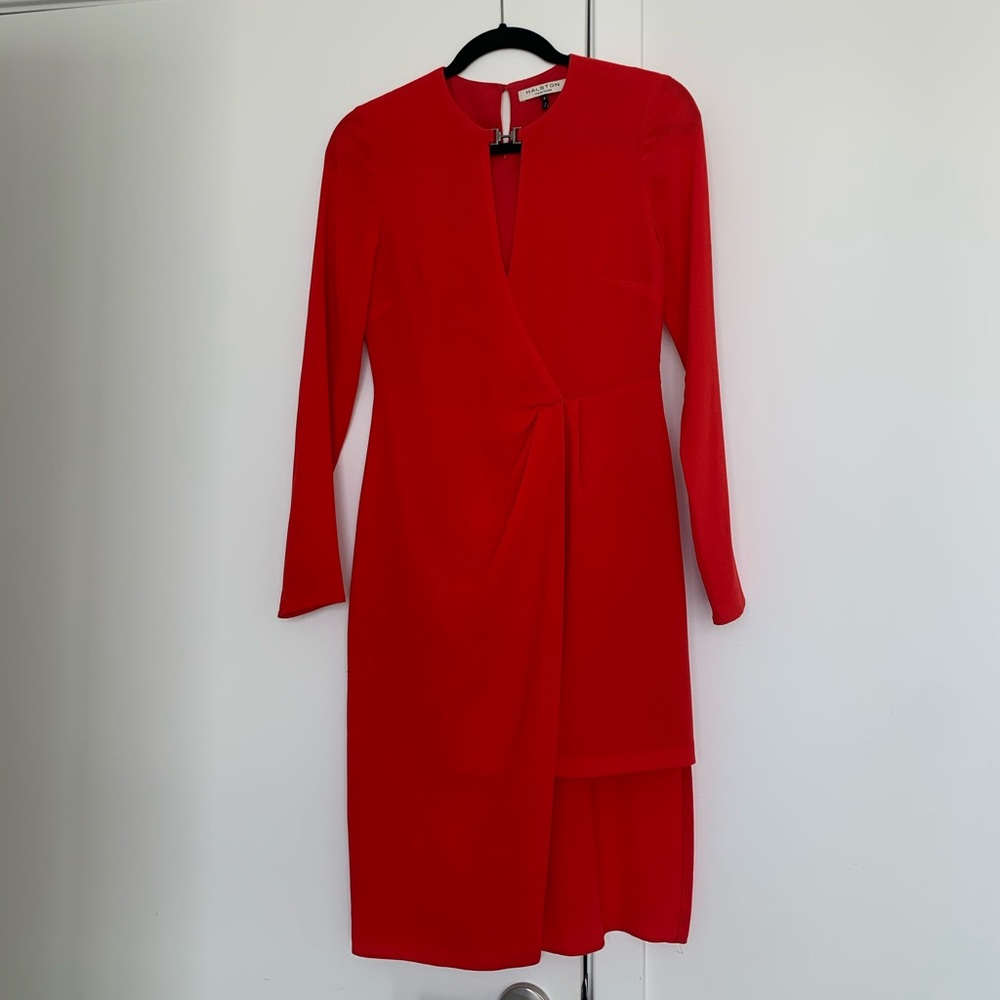 Halston red dress size 0 (asymmetrical style)